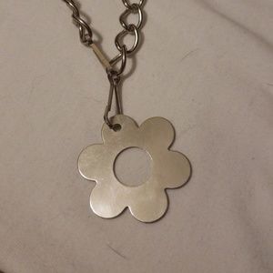 Retro flowers power silver/steel   chocker